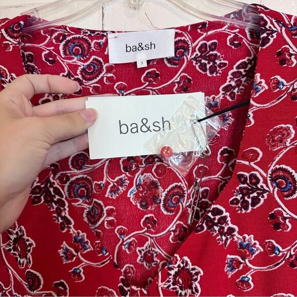 NWT Ba&sh Jazz Floral Midi V Neck Dress In Red 3 - Picture 5 of 7
